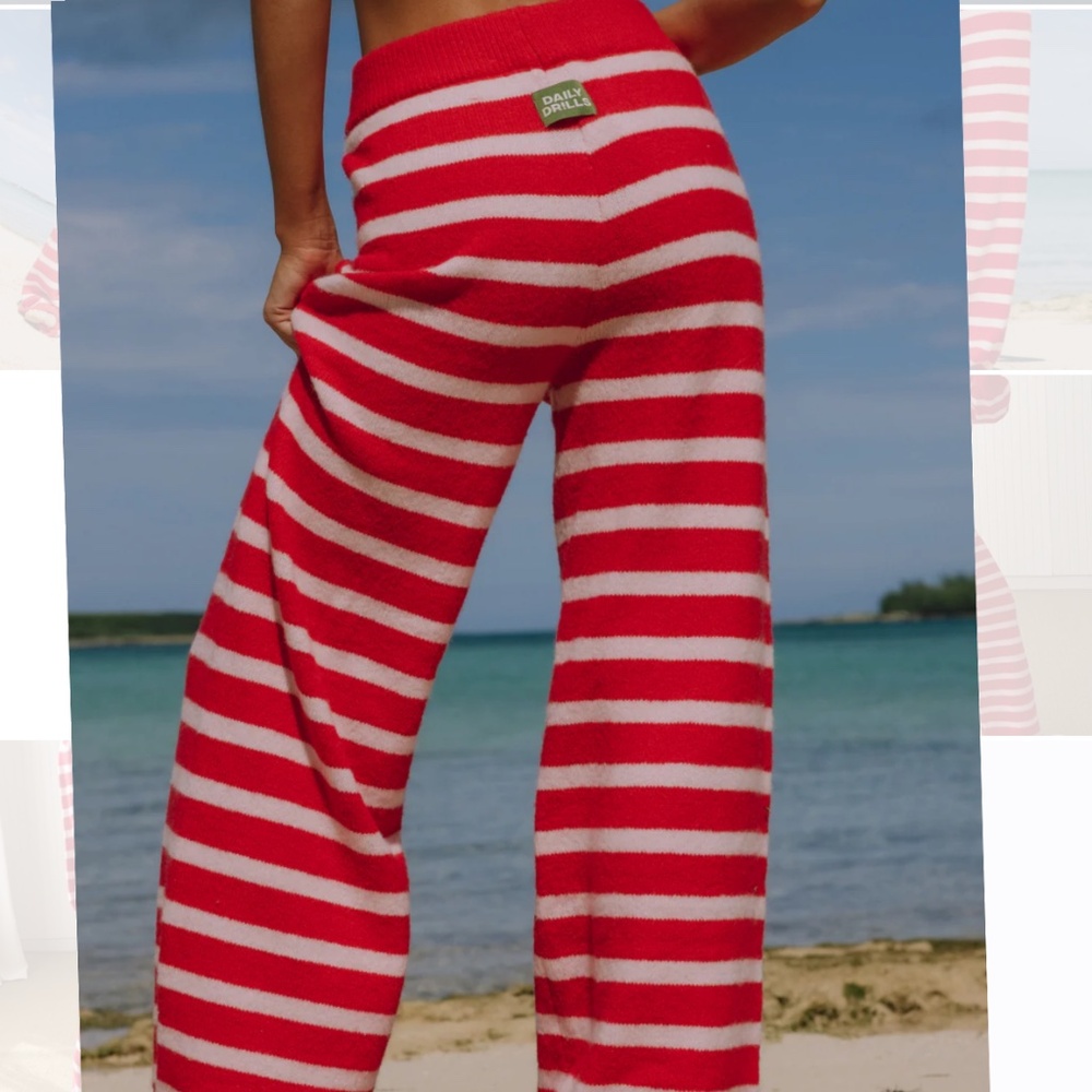 Daily Drills Knit Pants - red and white stripe - Picture 3 of 3